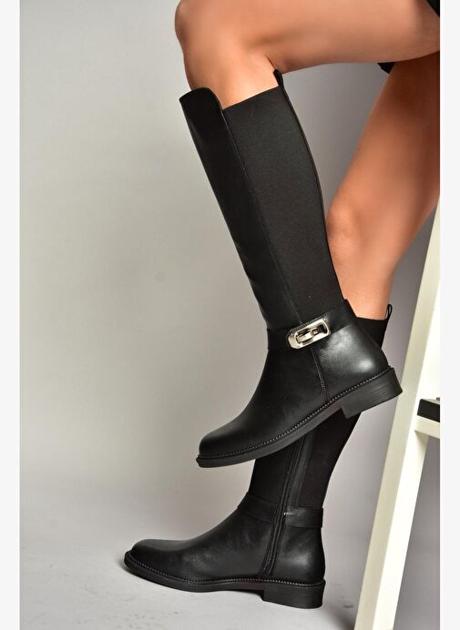 T820880209 Siyah Dalgıç Kumaş Klasik Çizme - Görsel 2