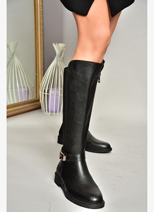 T820880209 Siyah Dalgıç Kumaş Klasik Çizme - Görsel 3