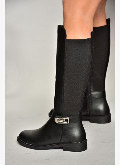 T820880209 Siyah Dalgıç Kumaş Klasik Çizme - Görsel 4