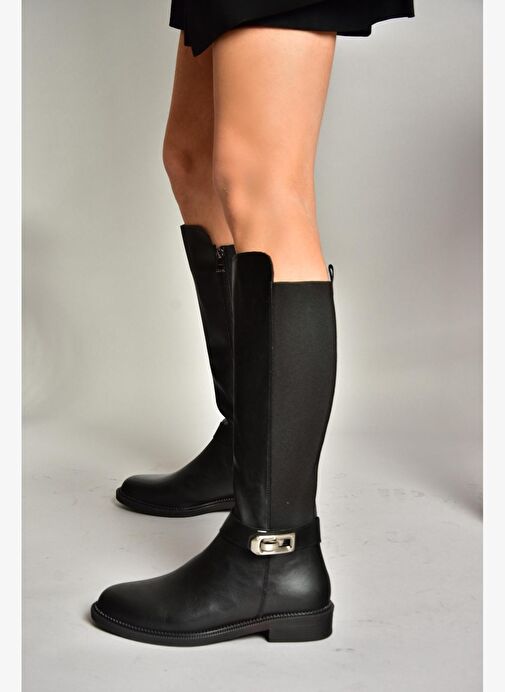 T820880209 Siyah Dalgıç Kumaş Klasik Çizme - Görsel 6