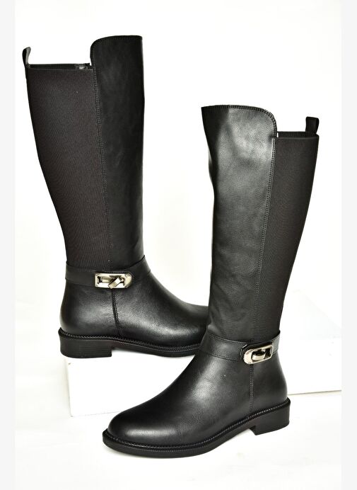 T820880209 Siyah Dalgıç Kumaş Klasik Çizme - Görsel 7