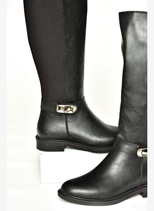 T820880209 Siyah Dalgıç Kumaş Klasik Çizme - Görsel 8