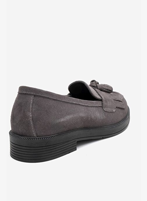 MİLİNA Füme Süet Püsküllü Hakiki Deri Kadın Loafer Ayakkabı - Görsel 6