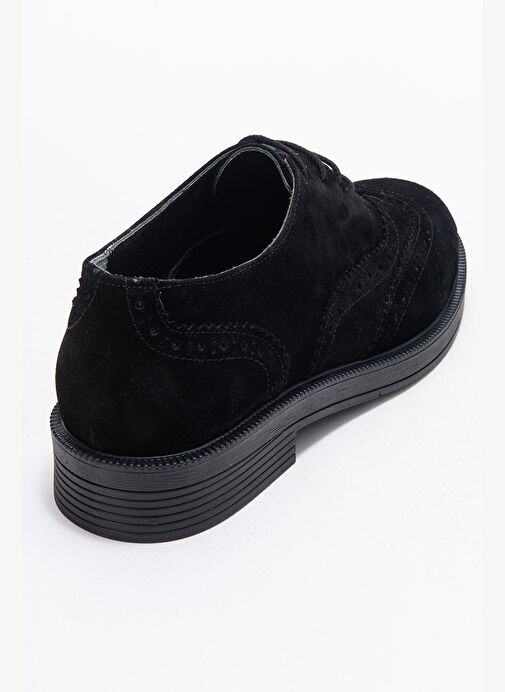 AVRA Siyah Süet Hakiki Deri Kadın Oxford Ayakkabı - Görsel 6