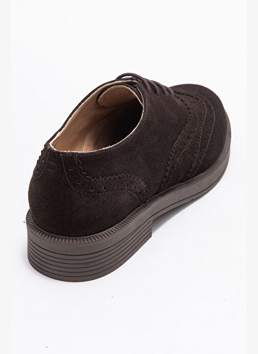 AVRA Kahverengi Süet Hakiki Deri Kadın Oxford Ayakkabı - Görsel 6