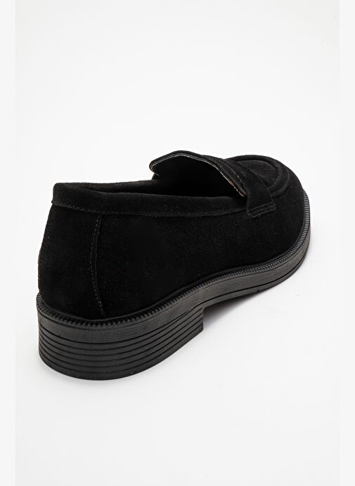 PLİNE Siyah Süet Hakiki Deri Kadın Loafer Ayakkabı - Görsel 6
