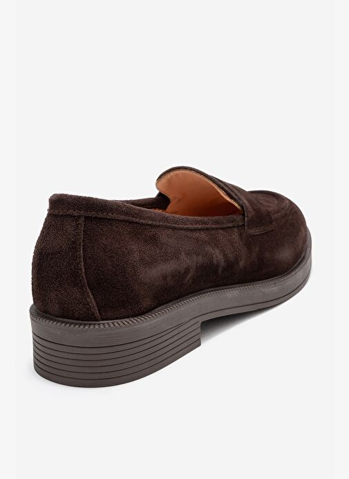 PLİNE Kahverengi Süet Hakiki Deri Kadın Loafer Ayakkabı - Görsel 6