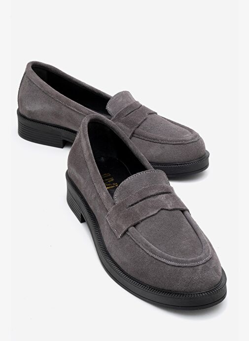 PLİNE Füme Süet Hakiki Deri Kadın Loafer Ayakkabı - Görsel 2