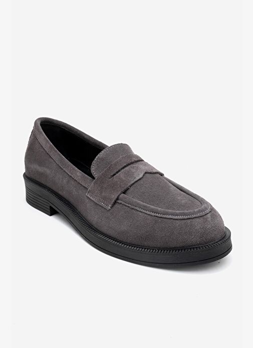 PLİNE Füme Süet Hakiki Deri Kadın Loafer Ayakkabı - Görsel 4