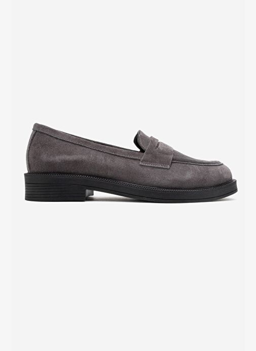 PLİNE Füme Süet Hakiki Deri Kadın Loafer Ayakkabı - Görsel 7