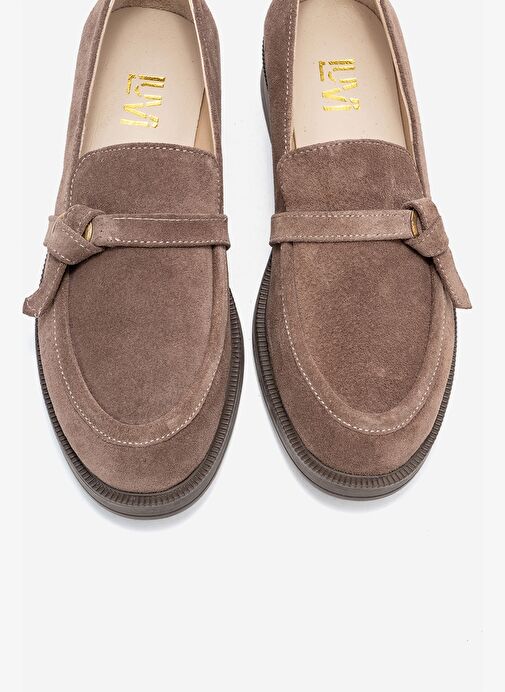 GALEA Vizon Süet Tokalı Hakiki Deri Kadın Loafer Ayakkabı - Görsel 3