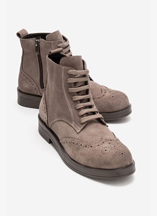 NELVY Vizon Süet Hakiki Deri Kadın Bot - Görsel 2