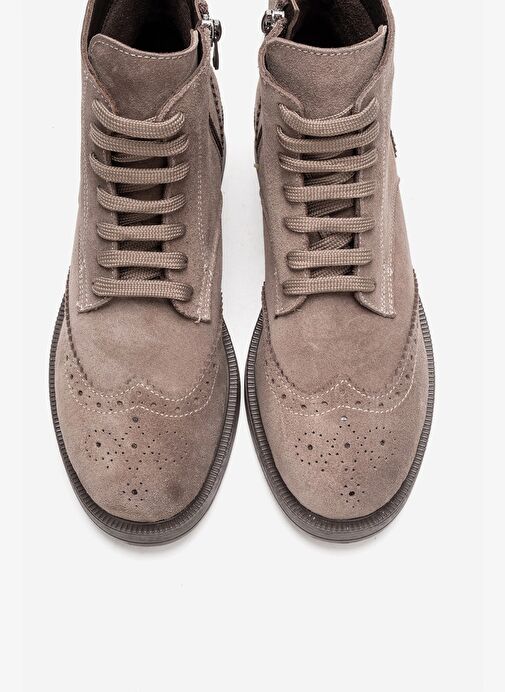 NELVY Vizon Süet Hakiki Deri Kadın Bot - Görsel 3