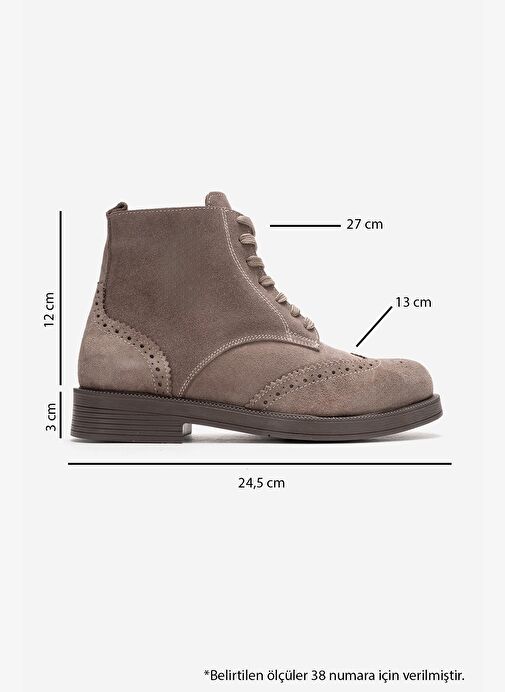 NELVY Vizon Süet Hakiki Deri Kadın Bot - Görsel 4