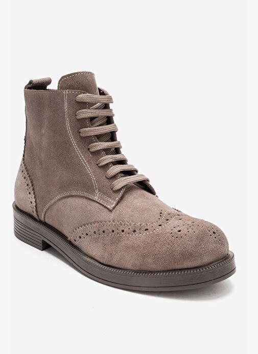 NELVY Vizon Süet Hakiki Deri Kadın Bot - Görsel 6