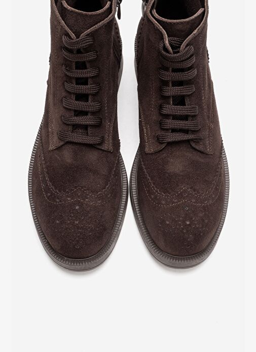 NELVY Kahverengi Süet Hakiki Deri Kadın Bot - Görsel 3