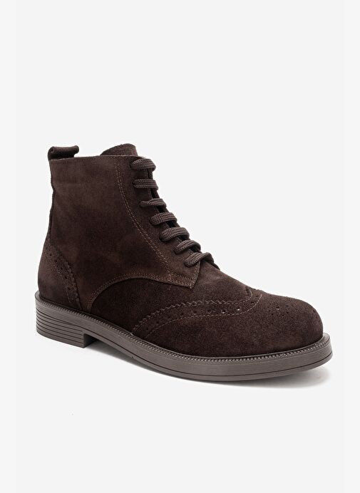 NELVY Kahverengi Süet Hakiki Deri Kadın Bot - Görsel 6