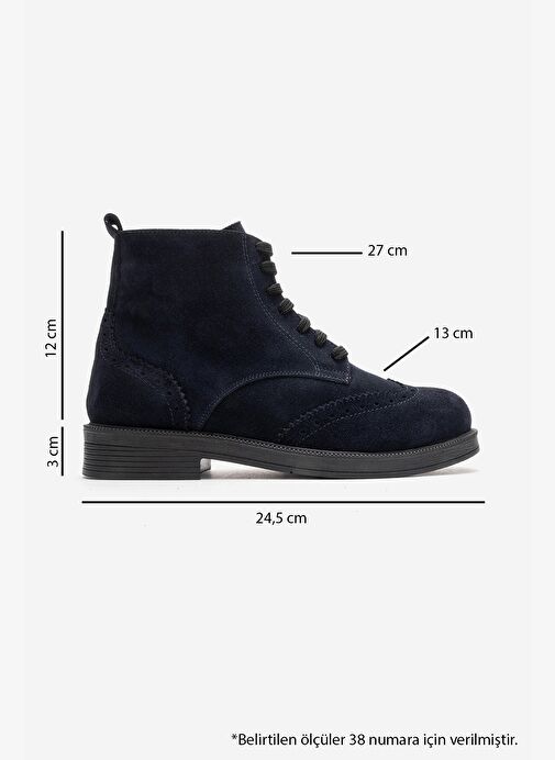 NELVY Lacivert Süet Hakiki Deri Kadın Bot - Görsel 4