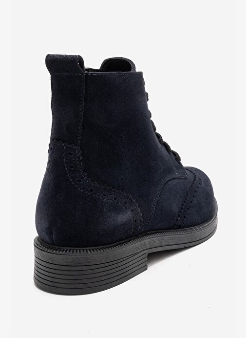 NELVY Lacivert Süet Hakiki Deri Kadın Bot - Görsel 5