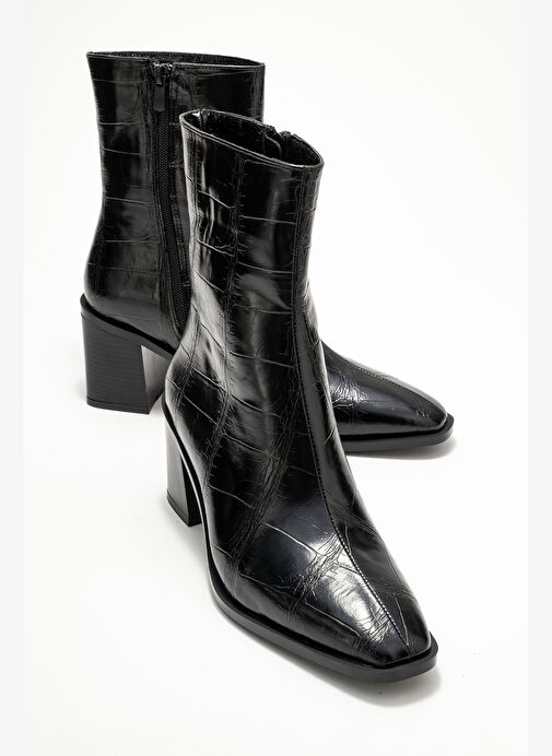 CHARA Siyah Baskı Kadın Kalın Topuklu Bot - Görsel 2