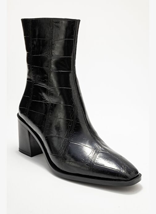 CHARA Siyah Baskı Kadın Kalın Topuklu Bot - Görsel 4