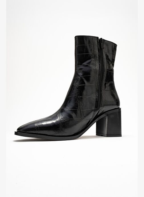 CHARA Siyah Baskı Kadın Kalın Topuklu Bot - Görsel 5