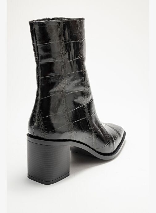 CHARA Siyah Baskı Kadın Kalın Topuklu Bot - Görsel 6