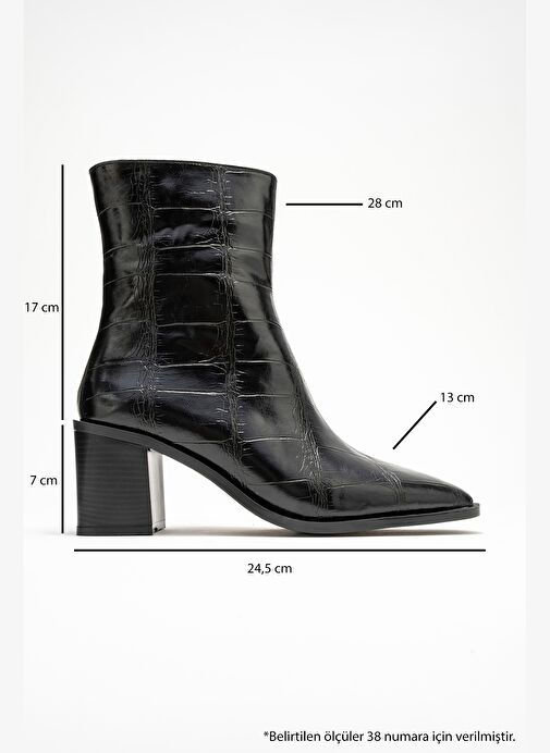CHARA Siyah Baskı Kadın Kalın Topuklu Bot - Görsel 7