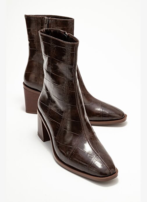 CHARA Kahverengi Baskı Kadın Kalın Topuklu Bot - Görsel 2