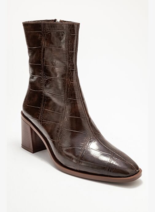 CHARA Kahverengi Baskı Kadın Kalın Topuklu Bot - Görsel 4