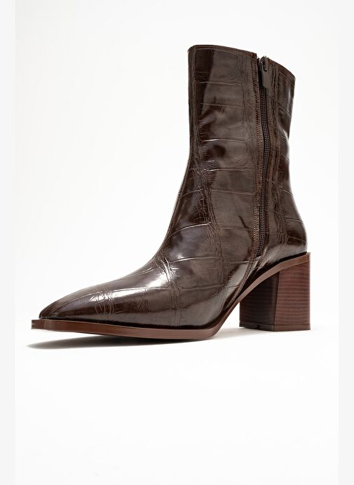 CHARA Kahverengi Baskı Kadın Kalın Topuklu Bot - Görsel 5