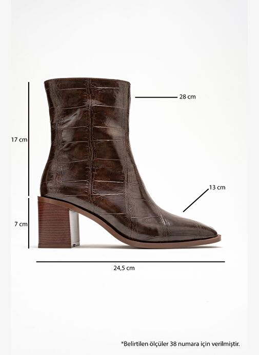 CHARA Kahverengi Baskı Kadın Kalın Topuklu Bot - Görsel 7