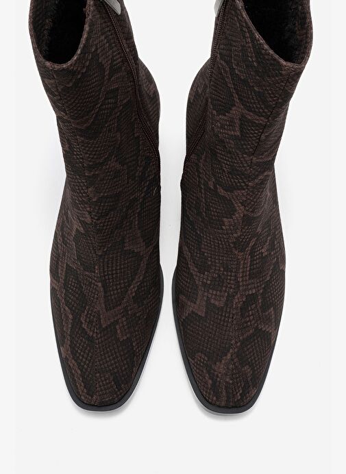 CHARA Kahverengi Desenli Kadın Kalın Topuklu Bot - Görsel 3