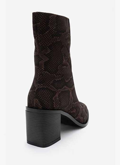 CHARA Kahverengi Desenli Kadın Kalın Topuklu Bot - Görsel 6