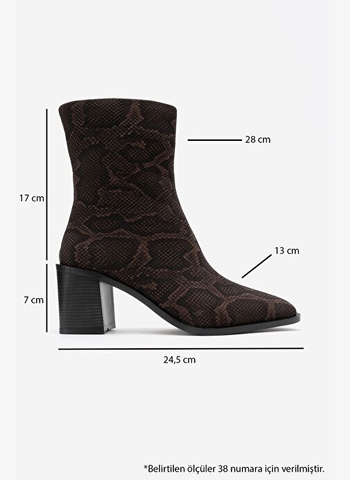 CHARA Kahverengi Desenli Kadın Kalın Topuklu Bot - Görsel 7