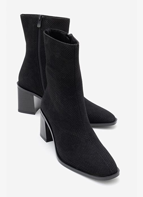 CHARA Siyah Desenli Kadın Kalın Topuklu Bot - Görsel 2