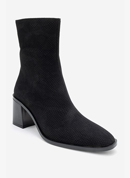 CHARA Siyah Desenli Kadın Kalın Topuklu Bot - Görsel 4