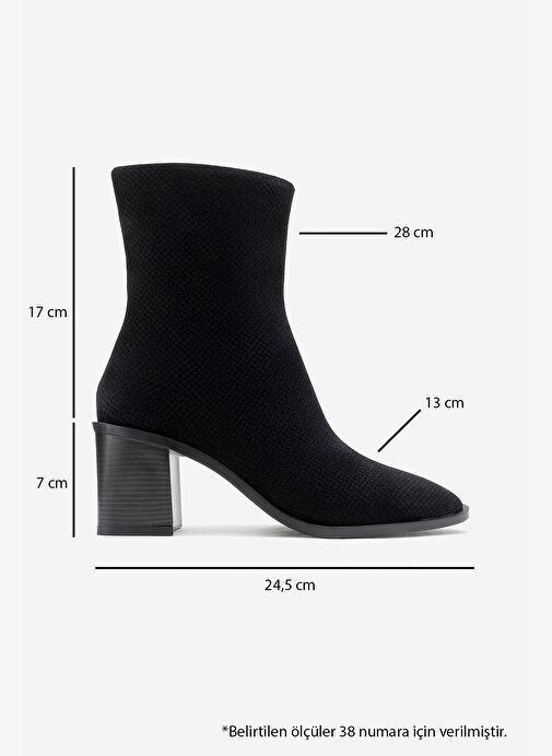 CHARA Siyah Desenli Kadın Kalın Topuklu Bot - Görsel 7