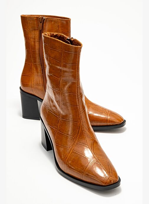 CHARA Taba Baskı Kadın Kalın Topuklu Bot - Görsel 2