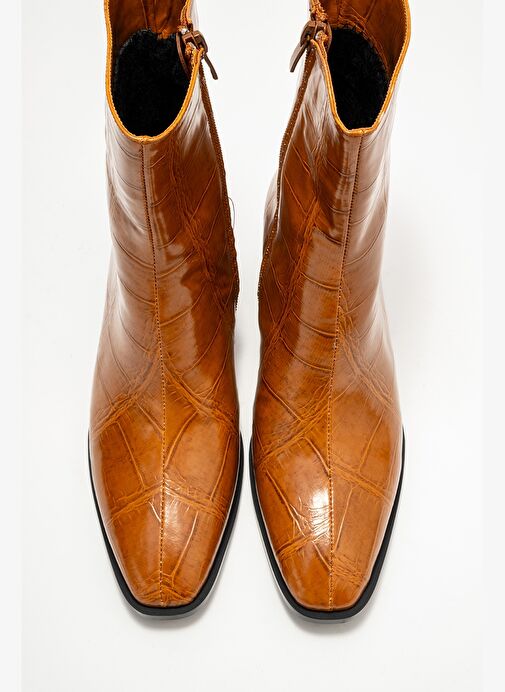 CHARA Taba Baskı Kadın Kalın Topuklu Bot - Görsel 3