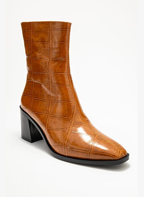 CHARA Taba Baskı Kadın Kalın Topuklu Bot - Görsel 4