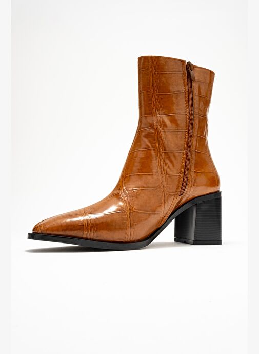 CHARA Taba Baskı Kadın Kalın Topuklu Bot - Görsel 5