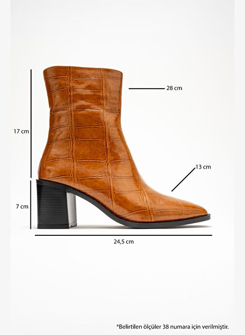 CHARA Taba Baskı Kadın Kalın Topuklu Bot - Görsel 7