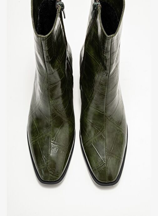 CHARA Yeşil Baskı Kadın Kalın Topuklu Bot - Görsel 3