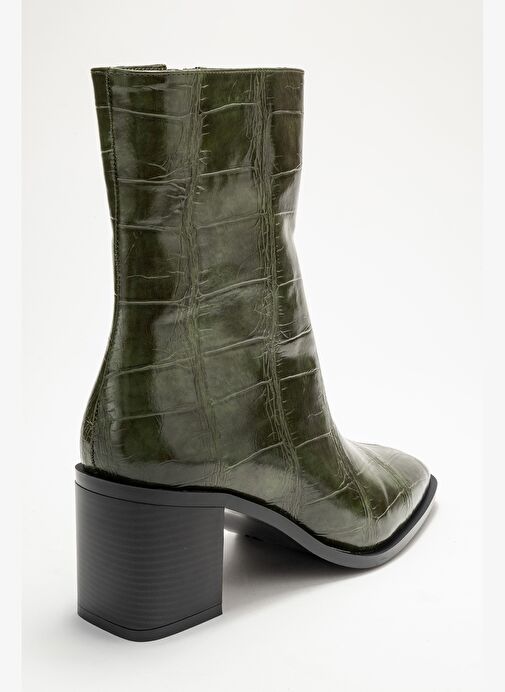 CHARA Yeşil Baskı Kadın Kalın Topuklu Bot - Görsel 6