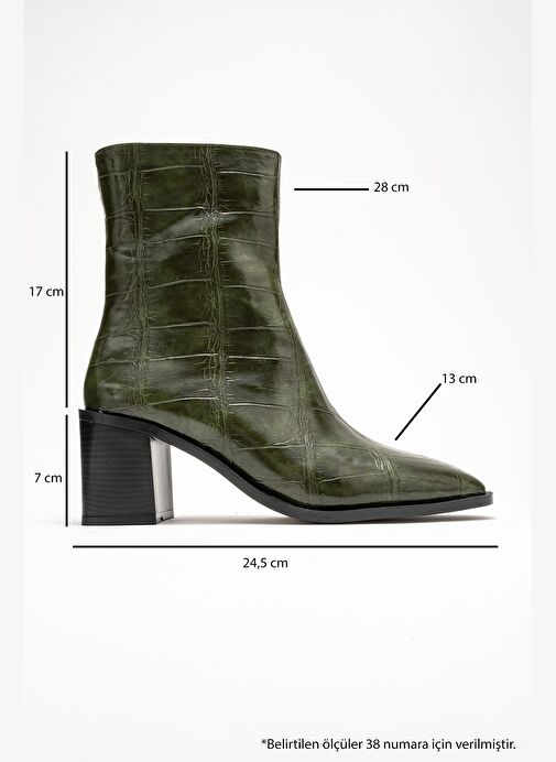 CHARA Yeşil Baskı Kadın Kalın Topuklu Bot - Görsel 7