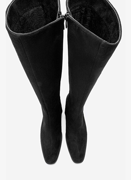 VENIA Siyah Süet Kadın Kalın Topuklu Çizme - Görsel 3