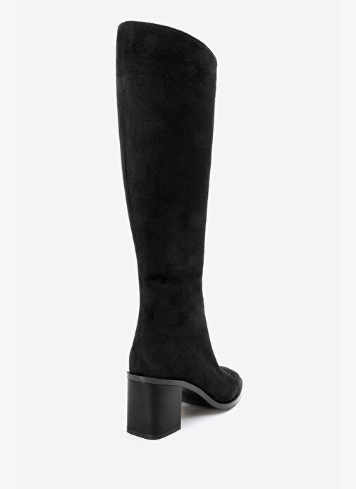VENIA Siyah Süet Kadın Kalın Topuklu Çizme - Görsel 6