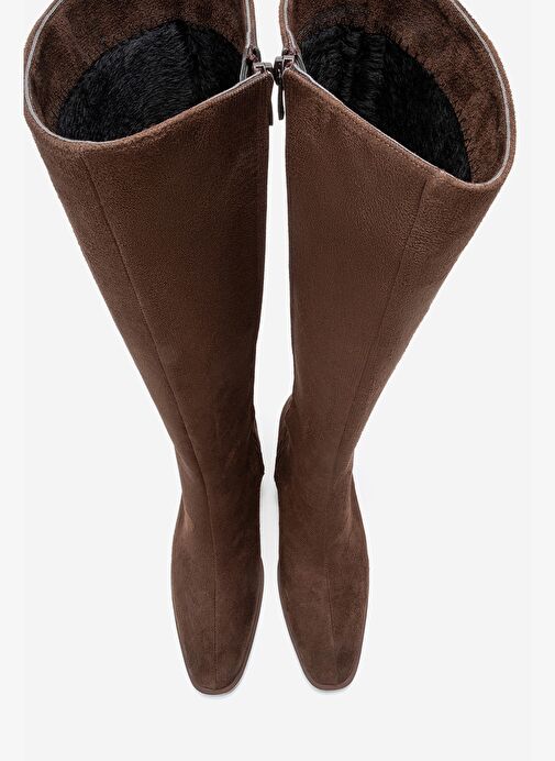 VENIA Kahverengi Süet Kadın Kalın Topuklu Çizme - Görsel 3