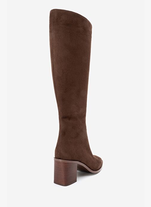 VENIA Kahverengi Süet Kadın Kalın Topuklu Çizme - Görsel 6